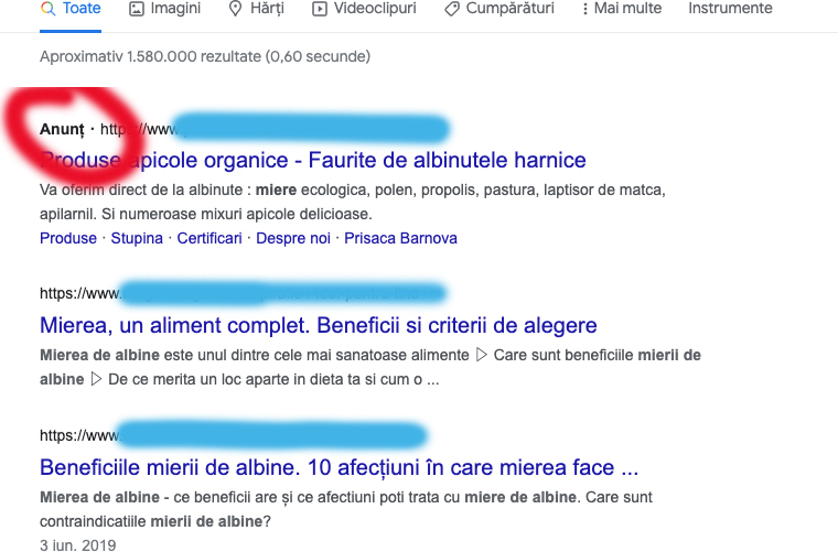 Anunt miere google